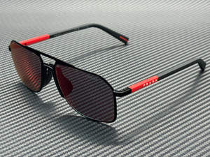 PRADA LINEA ROSSA PS B51S 1BO08F Matte Black Grey Mirror Red Men's 56 mm Sunglasses