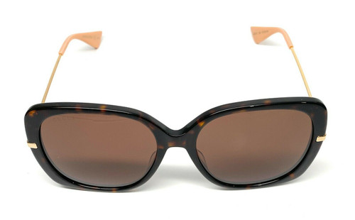 Gucci GG0521S 003 Gold/Brown Round Winged Sunglasses