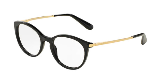 DOLCE & GABBANA DG3242 501 Black Round Women's 50 mm Eyeglasses