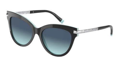 TIFFANY TF4182F 80559S Black On Tiffany Cat Eye Women's 55 mm Sunglasses