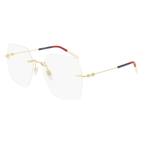 GUCCI GG0683O 003 Rectangular Squared Gold Blue 55 mm Women's Eyeglasses
