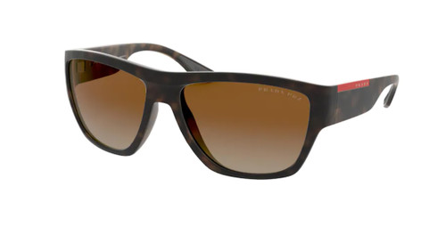 PRADA LINEA ROSSA PS 08VS 56403G Havana Brown Square Rectangle Women's Polarized