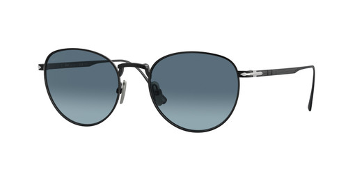 PERSOL PO5002ST 8004Q8 Matte Black Round Square Men's 51 mm Titanium Sunglasses