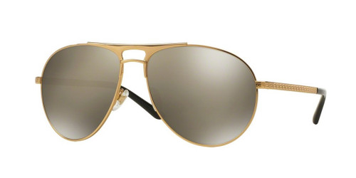 VERSACE VE2164 10025A Gold Light Brown Mirror Aviator Men's Sunglasses