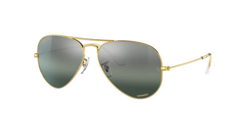 RAY BAN RB3025 9196G6 Gold Silver Polarized Unisex Aviator 62 mm Sunglasses
