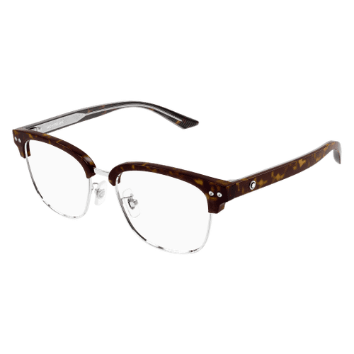 MONT BLANC MB0259OK 006 Havana Brown Silver Men's Large 55 mm Eyeglasses
