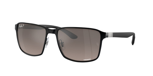 RAY BAN RB3721CH 186 5J Matte Black Grey Mirror Polarized Men's 59 mm Sunglasses