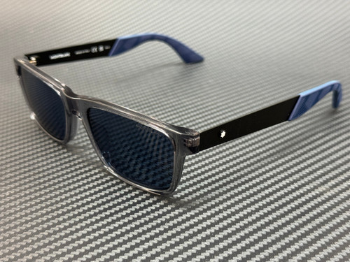 MONT BLANC MB0299S 008 Grey Blue Men's Medium 56 mm Sunglasses