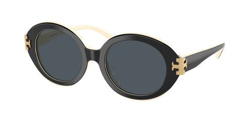 TORY BURCH TY7210U 198887 Black Ivory Grey Women's 52 mm Sunglasses