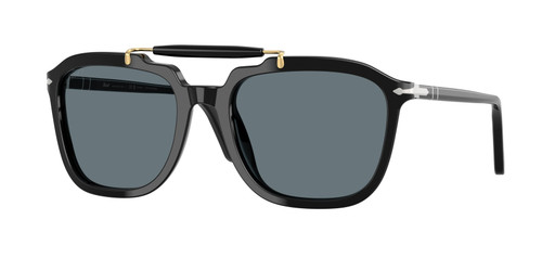PERSOL PO0203S 95 3R Black Blue Polarized Unisex 57 mm Sunglasses