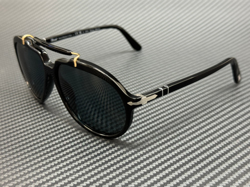 PERSOL PO0202S 95 3R Black Blue Polarized 57 mm Men's Sunglasses