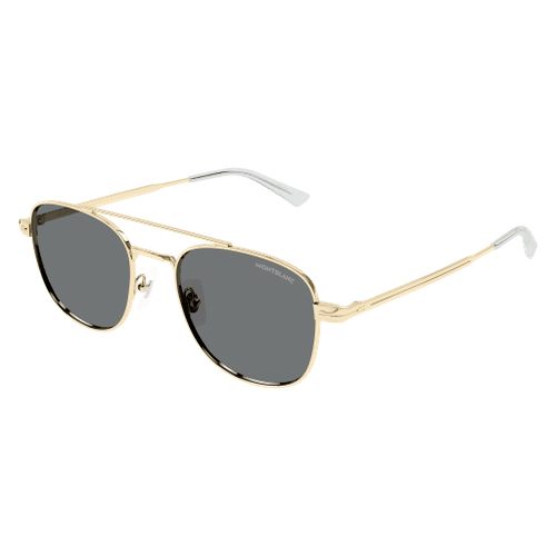 MONT BLANC MB0363S 001 Gold Grey Men's Large 51 mm Sunglasses