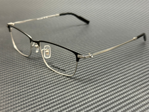 MONT BLANC MB0374OA 001 Silver Black Titanium Men's Extra Large 54 mm Eyeglasses