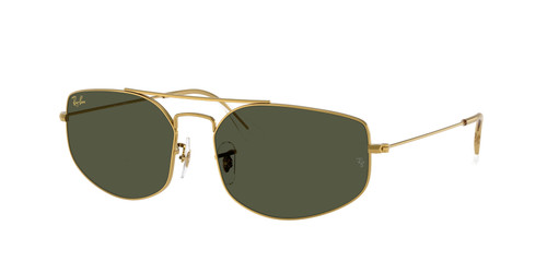 RAY BAN RB3845 919631 Gold Green Unisex 60 mm Sunglasses