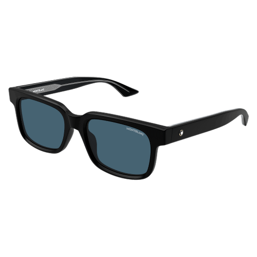 MONT BLANC MB0383S 003 Matte Black Blue Men's Large 54 mm Sunglasses