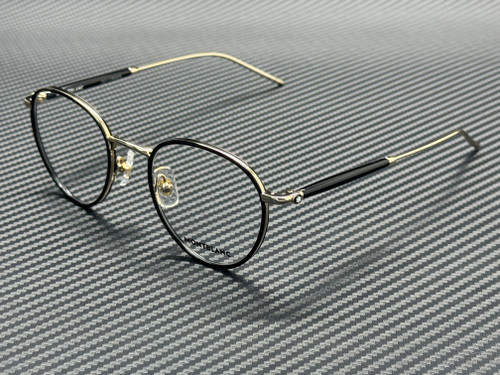 MONT BLANC MB0442O 001 Black Gold Men's 49 mm Small Eyeglasses