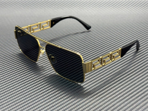 VERSACE VE2290 100287 Gold Dark Grey Men's 61 mm Sunglasses