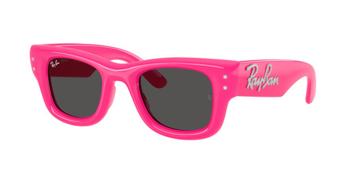RAY BAN RB4940B 686287 Pink Strass Grey Wayfarer Puffer Unisex 47 mm Sunglasses