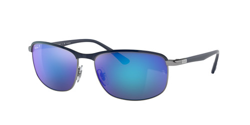 RAY BAN RB3671CH 92044L Gunmetal Blue Mirror Polarized Unisex 60 mm Sunglasses