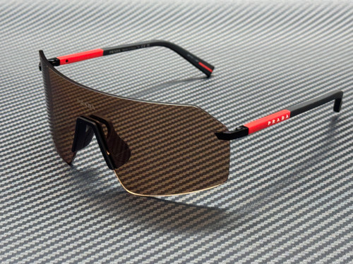 PRADA LINEA ROSSA PS B50S 1BO20D Black Solid Brown Men's 70 mm Sunglasses