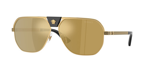 VERSACE VE2294 10025A Gold Brown Mirror Gold Men's 61 mm Sunglasses