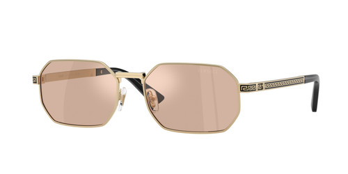 VERSACE VE2297 1252 5 Pale Gold Pink Mirror Silver Men's 54 mm Sunglasses