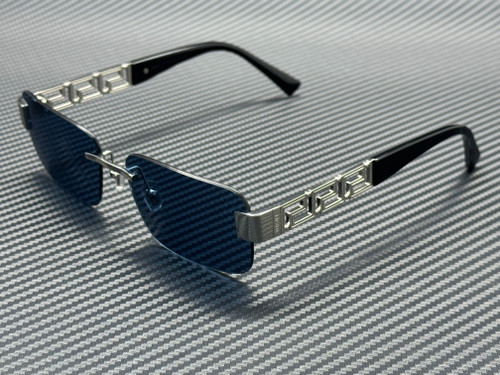 VERSACE VE2298 100180 Silver Dark Blue Men's 58 mm Sunglasses