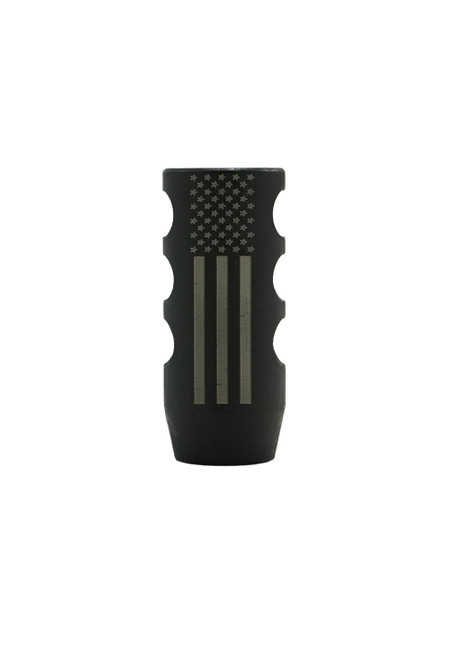 Black Nitride .308/6.5 Creedmore Muzzle Brake with American Flag Design