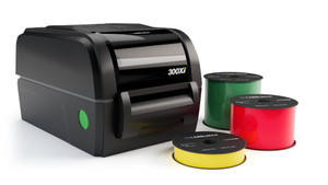 Pipe marking label printer starter bundle with vinyl label rolls