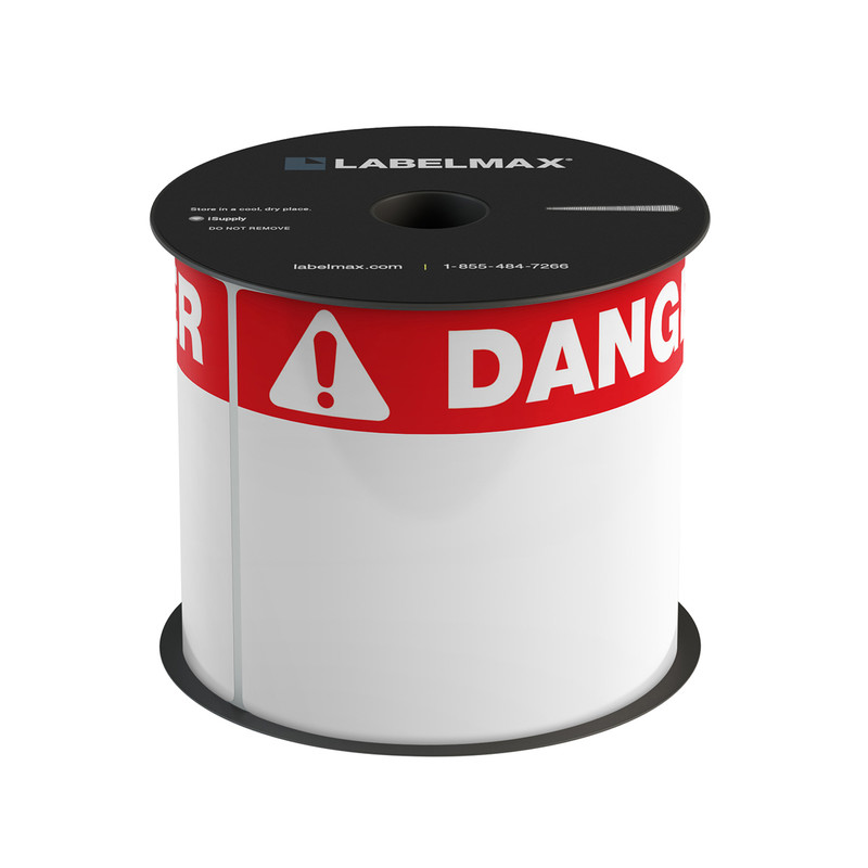 Outdoor durable, UV-resistant OSHA and ANSI compliant Danger header label roll for thermal transfer printers