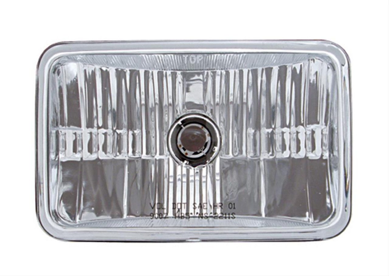 ULTRALIT - 4" X 6" Crystal Rectangular Headlight, Glass Lens - High & Low Beam