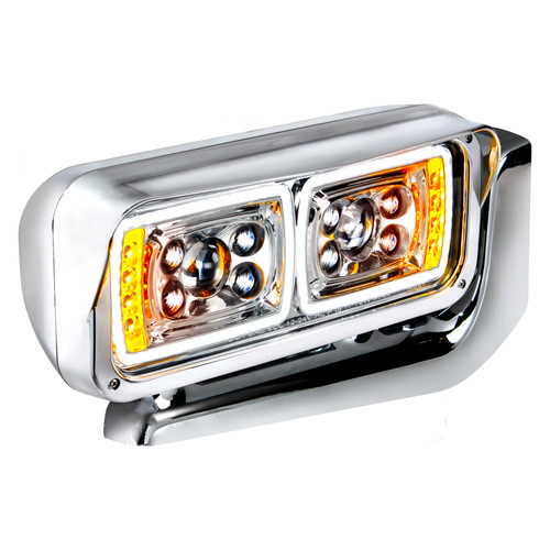 10 HIGH POWER LED "CHROME" PROJECTION HEADLIGHT ASSEMBLY WITH MOUNTING ARM - PASSENGER SIDE