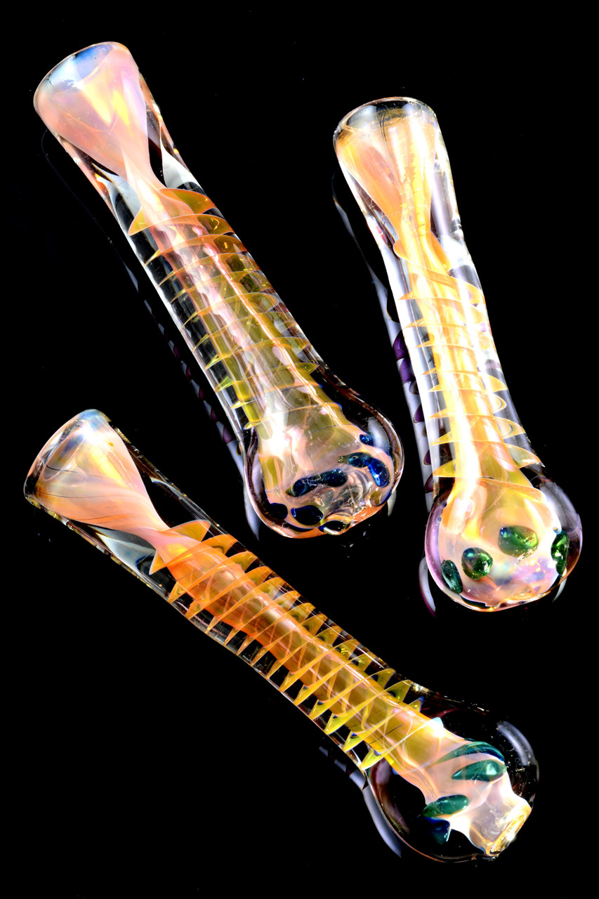 Color Changing Spiral Glass Chillum C0249 Bulk One Hitters