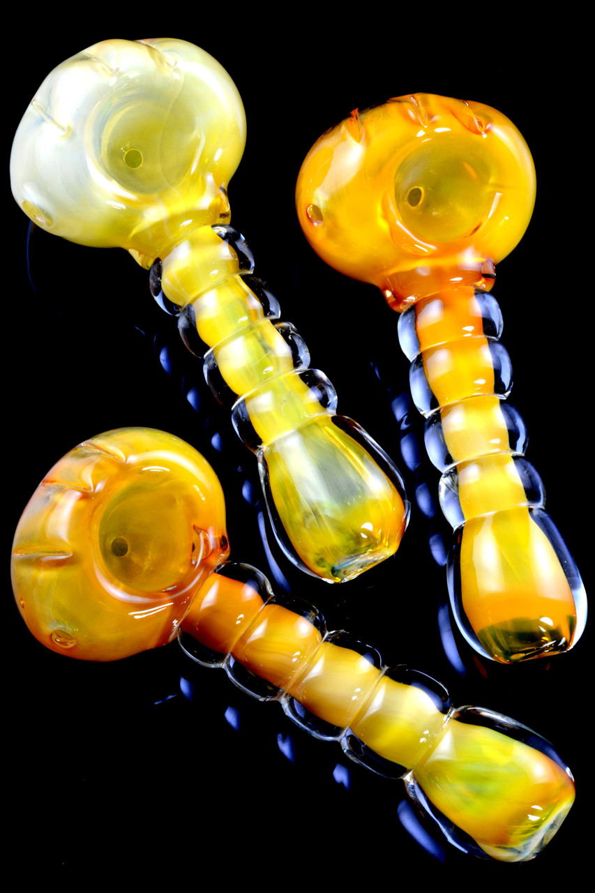 Gold Fumed Chambered Glass Pipe P1983 Wholesale Spoon Pipes