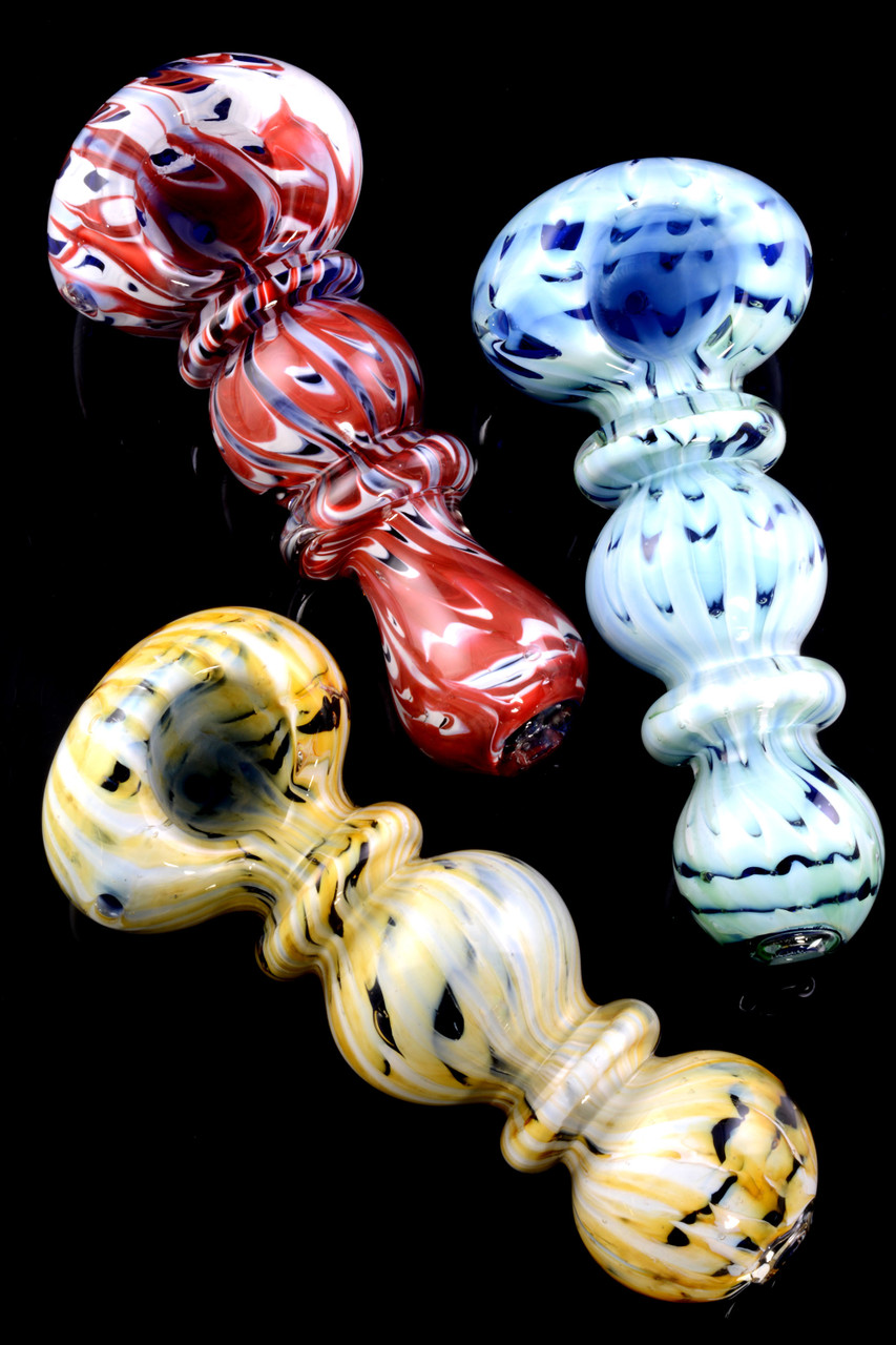 Thick Silver Fumed Abstract Glass Pipe P2050 Wholesale Head Shop