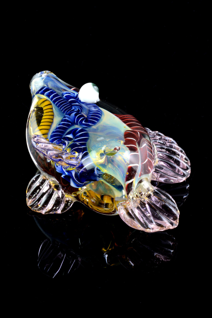 Color Changing Striped Glass Fish Pipe AP261 Wholesale Animal Pipes