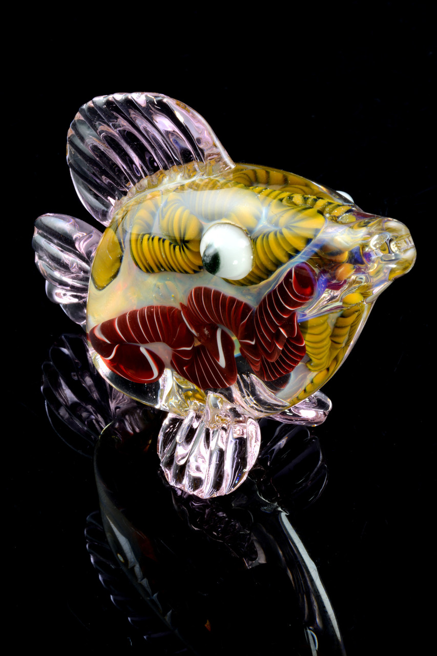 Color Changing Striped Glass Fish Pipe AP261 Wholesale Animal Pipes