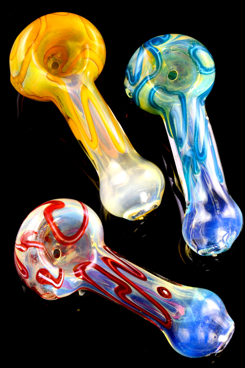 Small Color Changing Striped Glass Pipe P2404 Bulk Wholesale Pipes