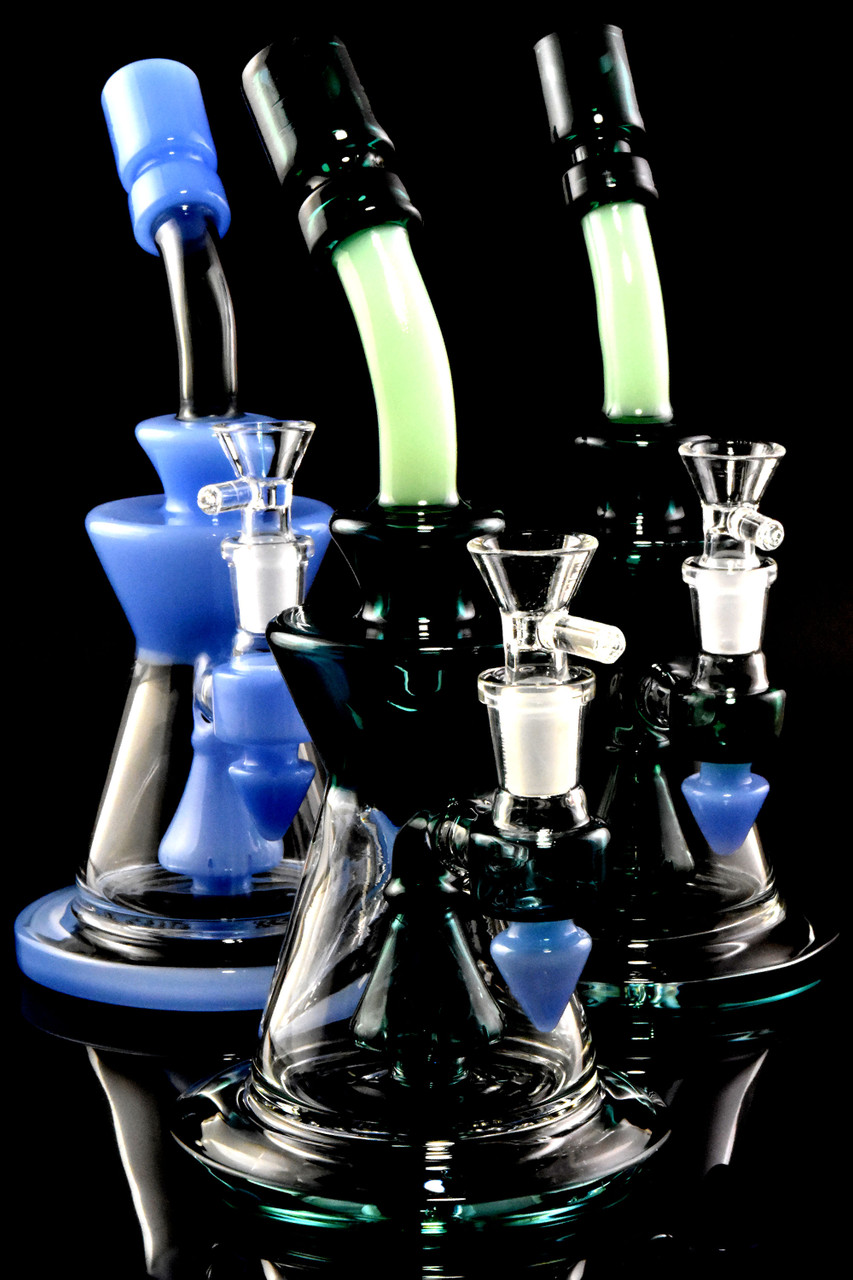 Small Colorful Curved Mouthpiece GoG Water Pipe with Showerhead Perc