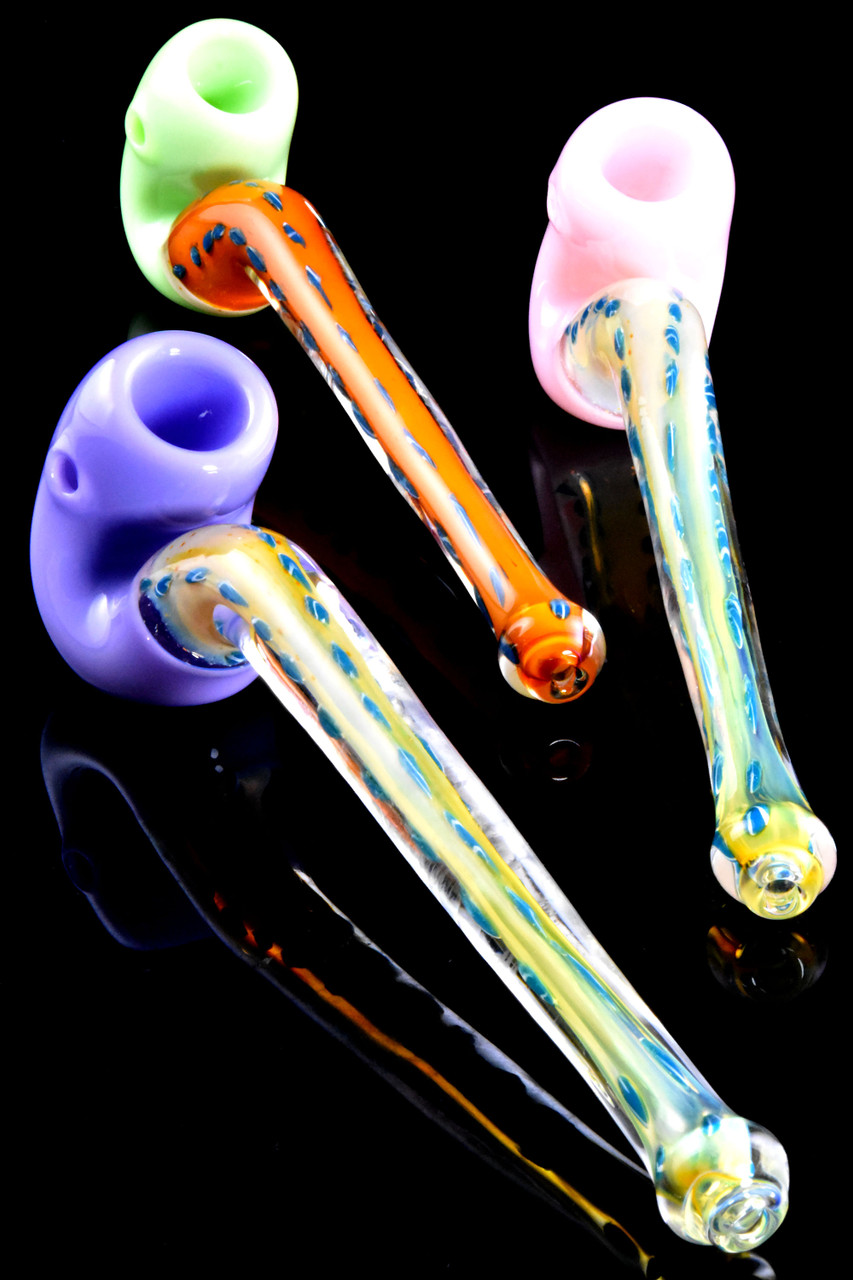 Color Changing Dotted Neon Slime Sherlock Glass Pipe - P2796 | Bulk ...