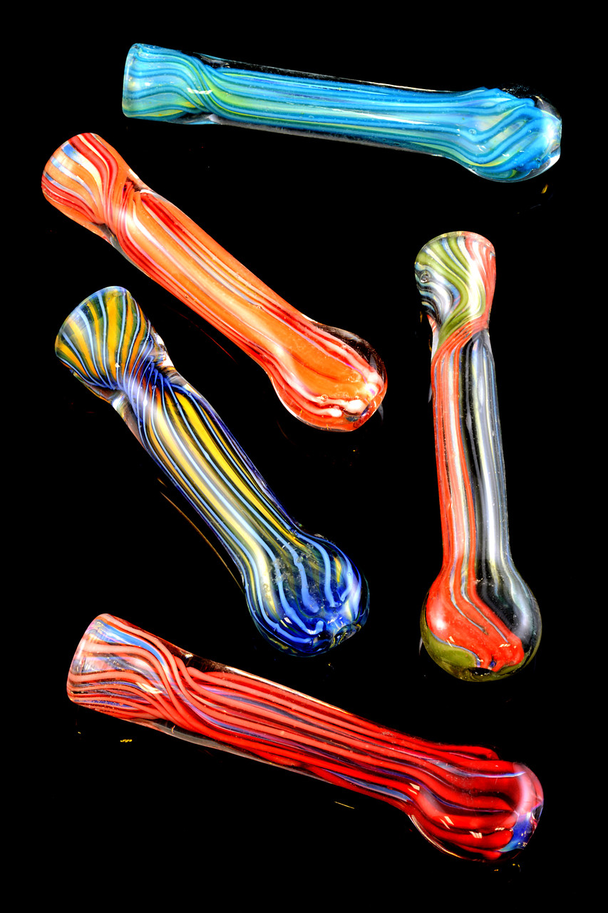 Color Changing Striped Glass Chillum C209