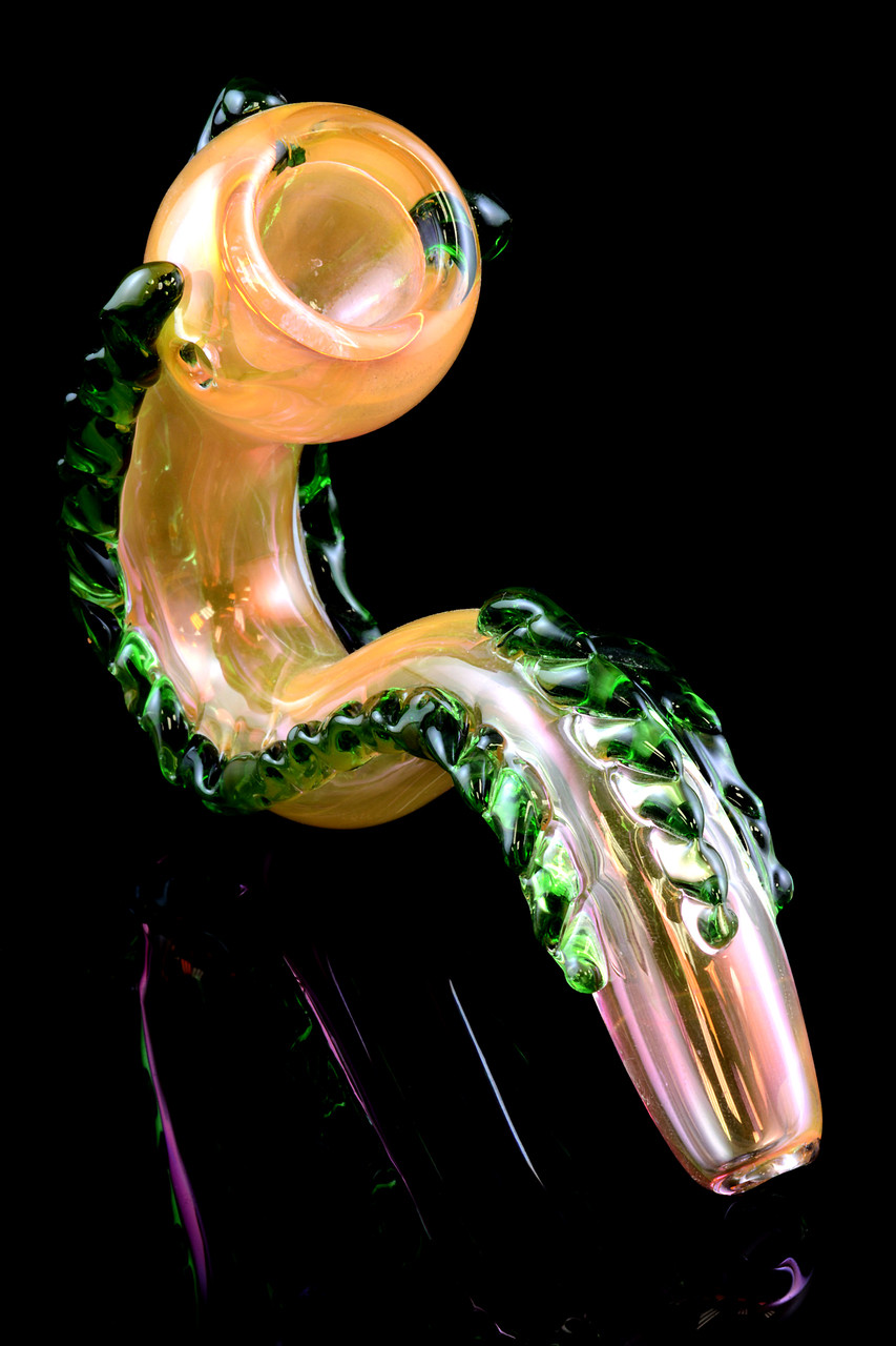 Large Gold Fumed Sherlock Glass Pipe P1522 Wholesale Head Shop