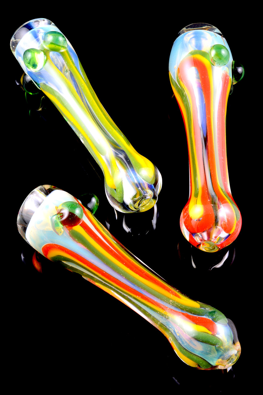 Large Color Changing Striped Glass Chillum C213