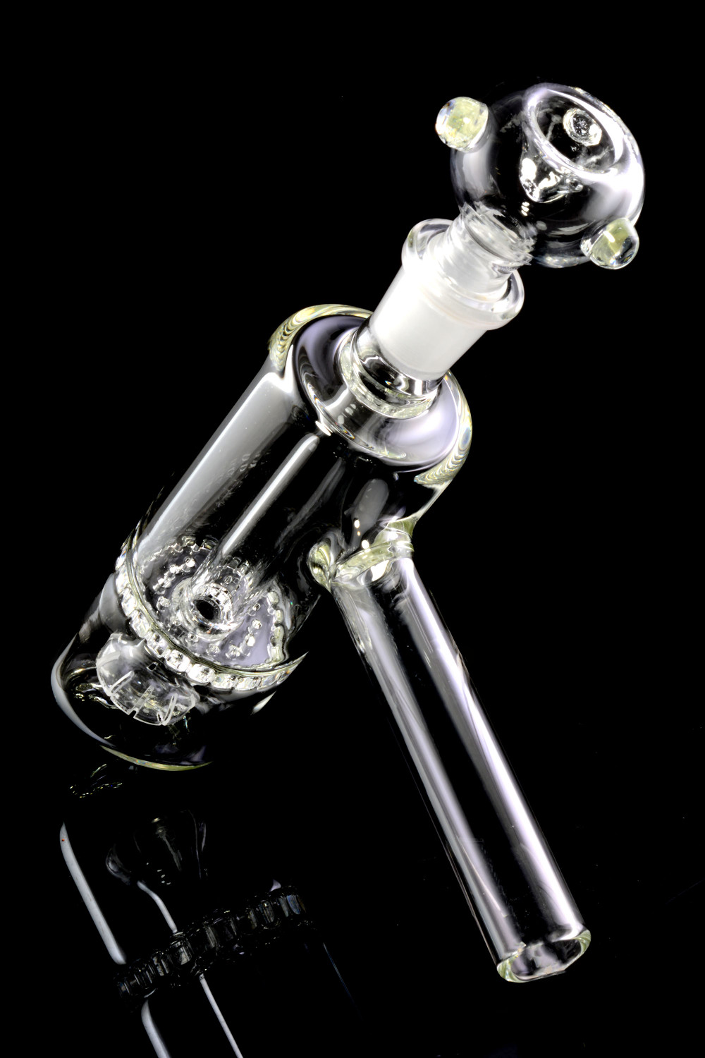 Clear Glass on Glass Stemless Hammer Bubbler with Honeycomb Perc