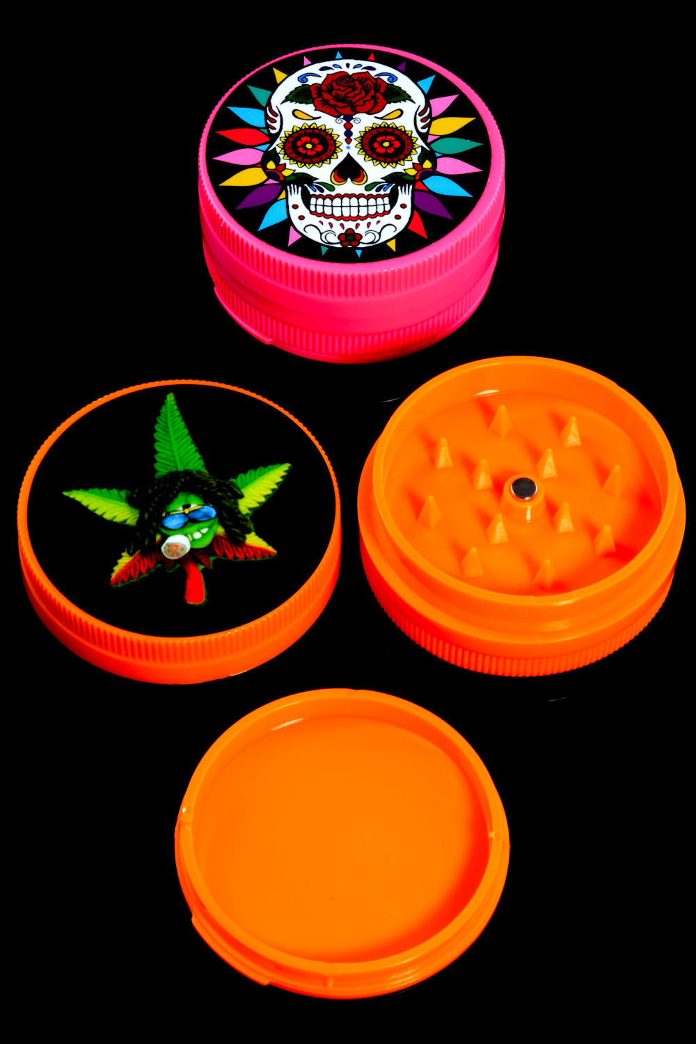 50mm 3 Part Colorful Plastic Sticker Decal Grinder - G0399 | Bulk Cheap ...