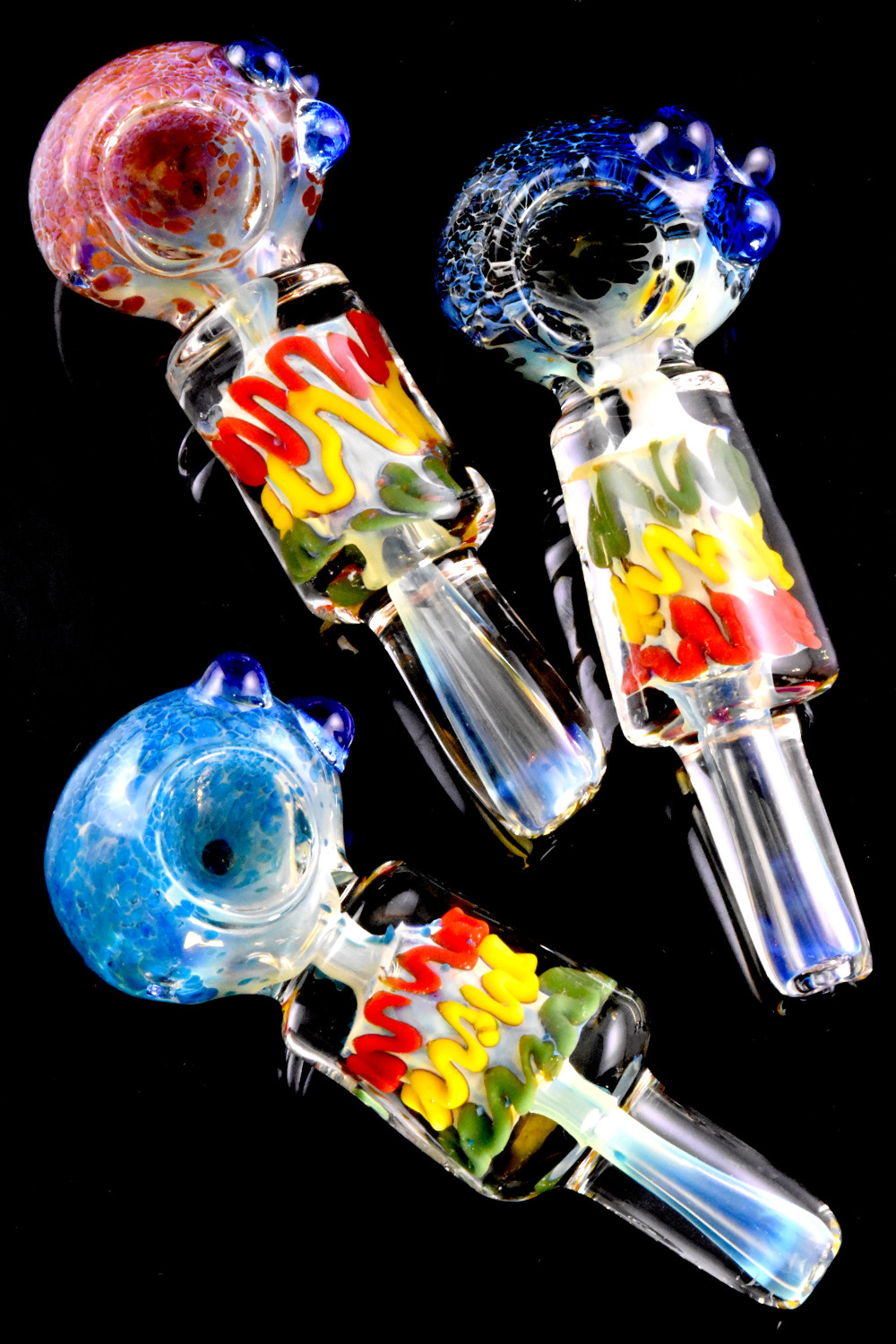 Color Changing Frit Rasta Striped Glass Pipe - P2776 | Bulk Smoking Pipes