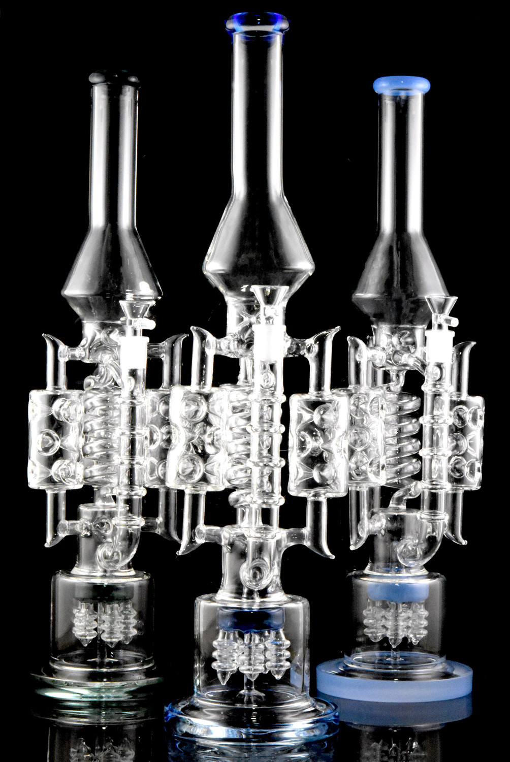 The Goliath" Large Glass Spiral Recycler Water Pipe with Showerhead Tree  Perc - WP3013 | Bulk Bongs