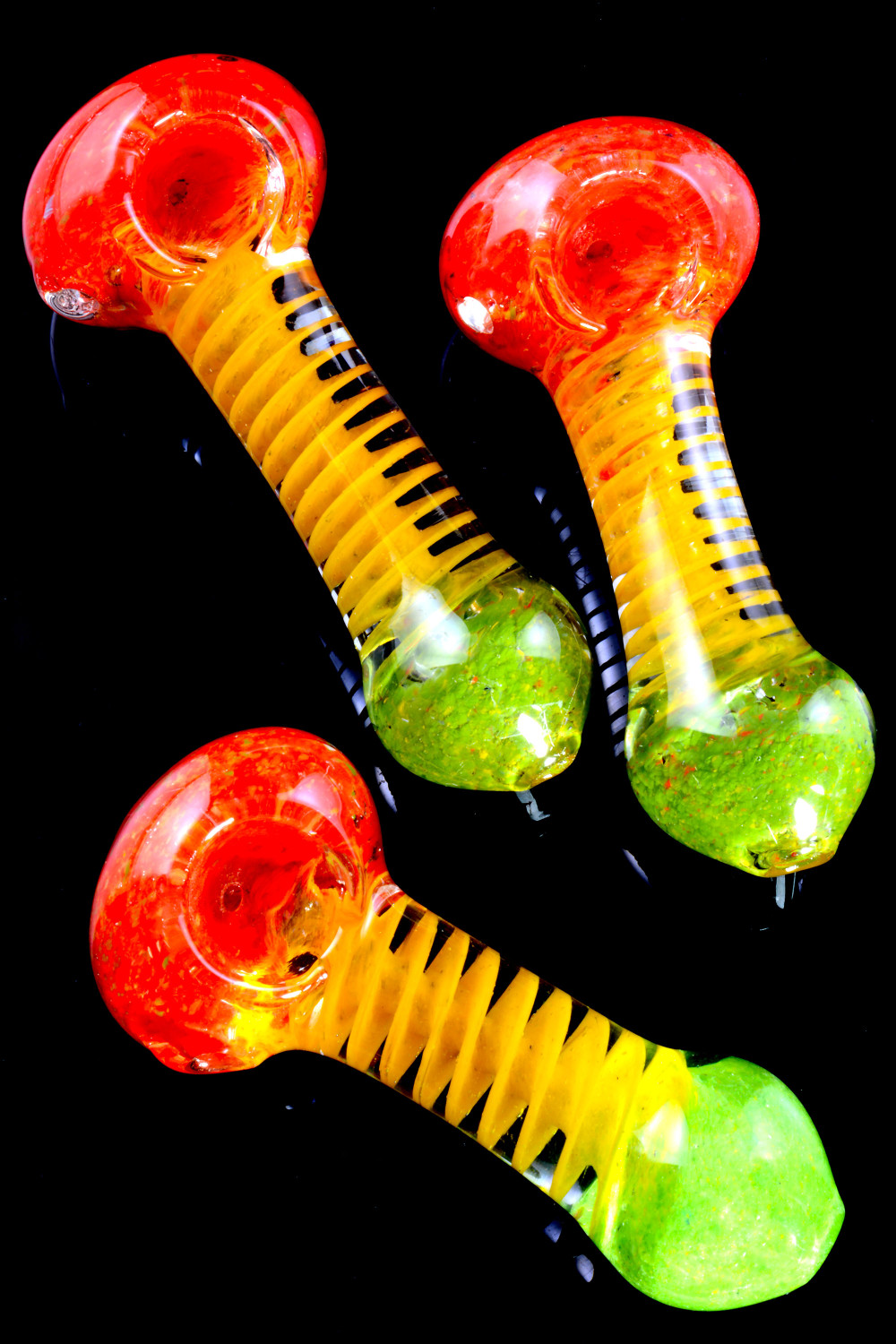 Thick Rasta Frit Spiral Glass Pipe - P1487 | Wholesale Glass Pipes