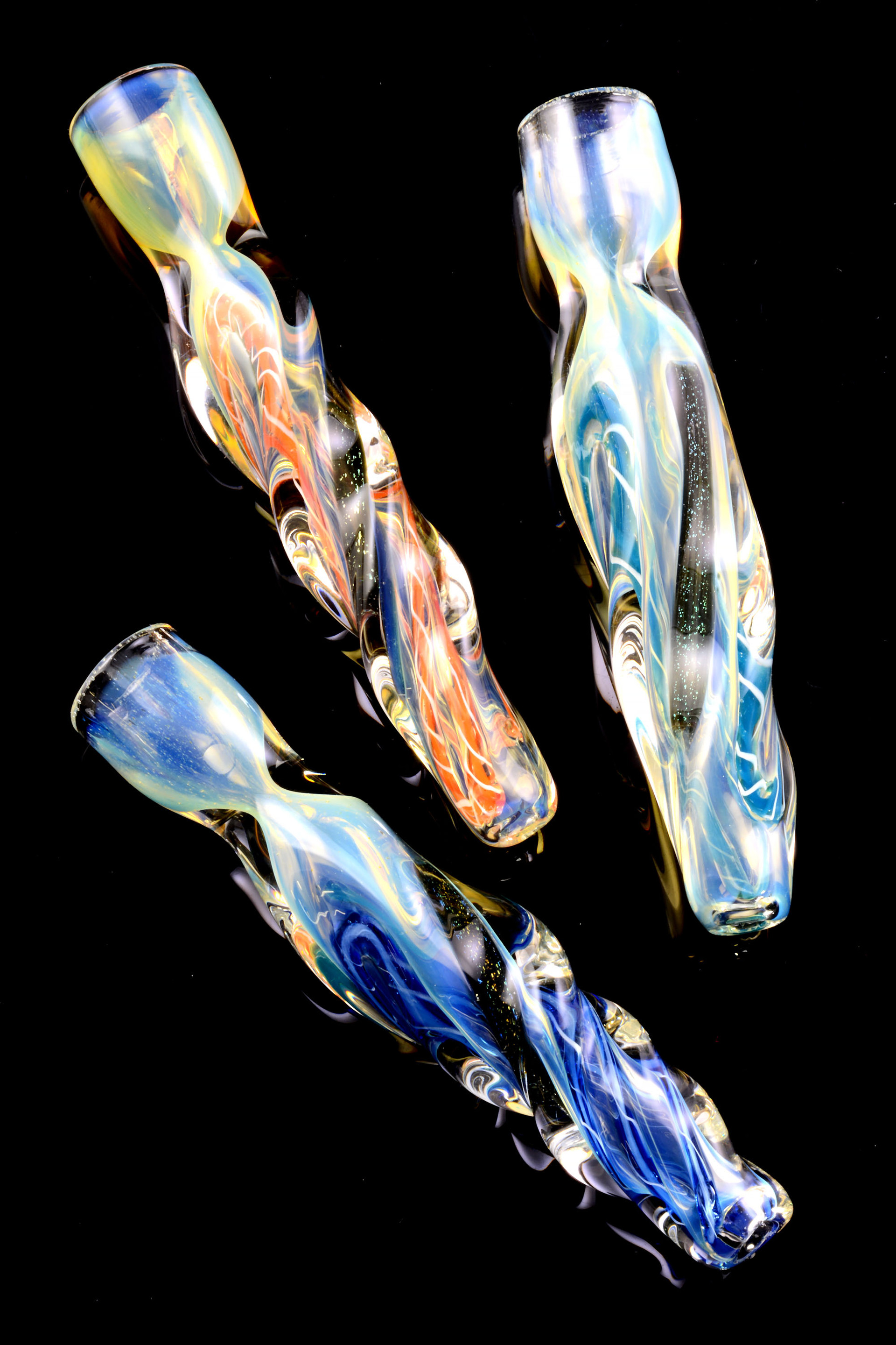 Color Changing Twisted Dichro Striped Glass Chillum C0272 Wholesale