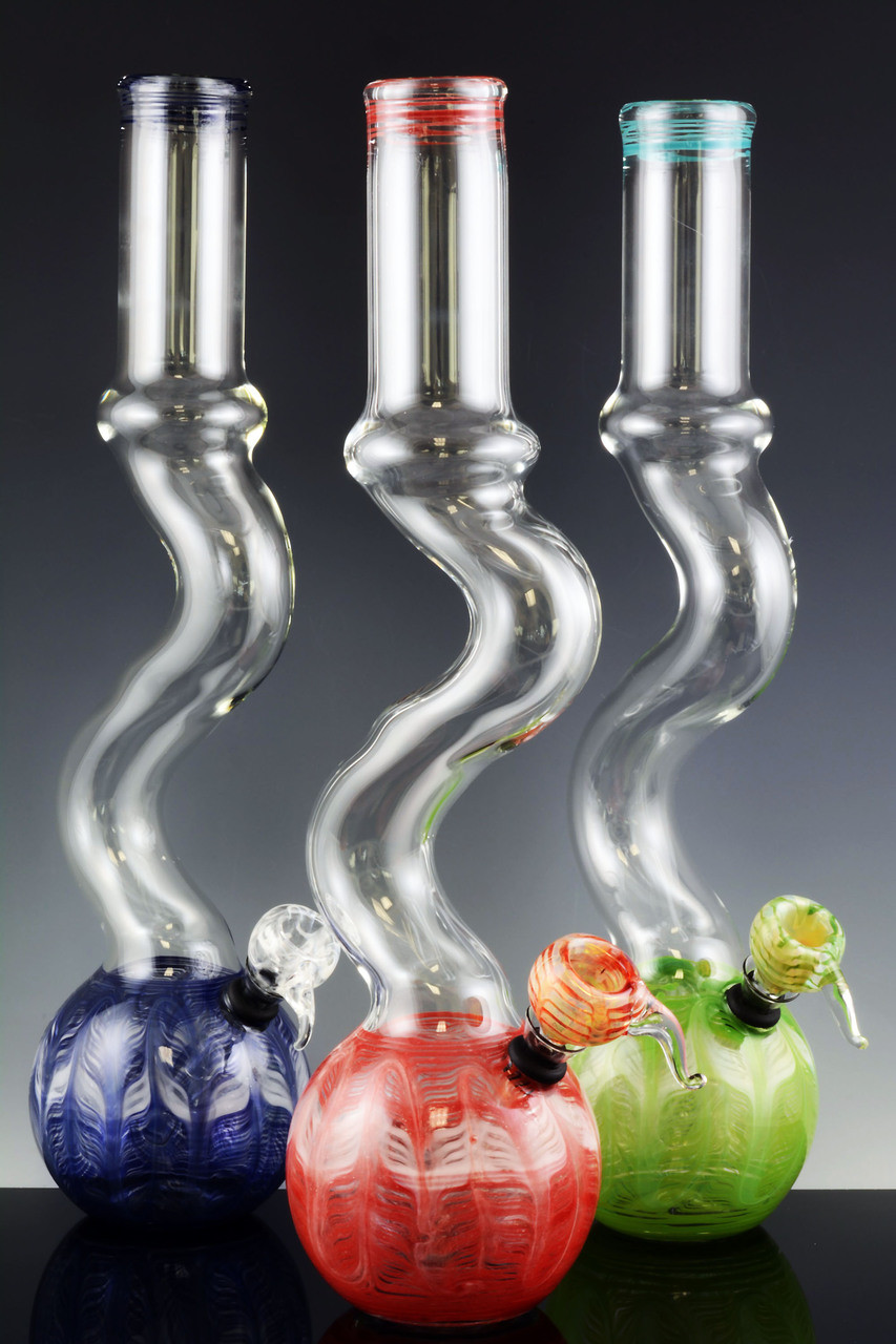 (US Made) Large Colorful Glass Zig Zag Water Pipe WP882